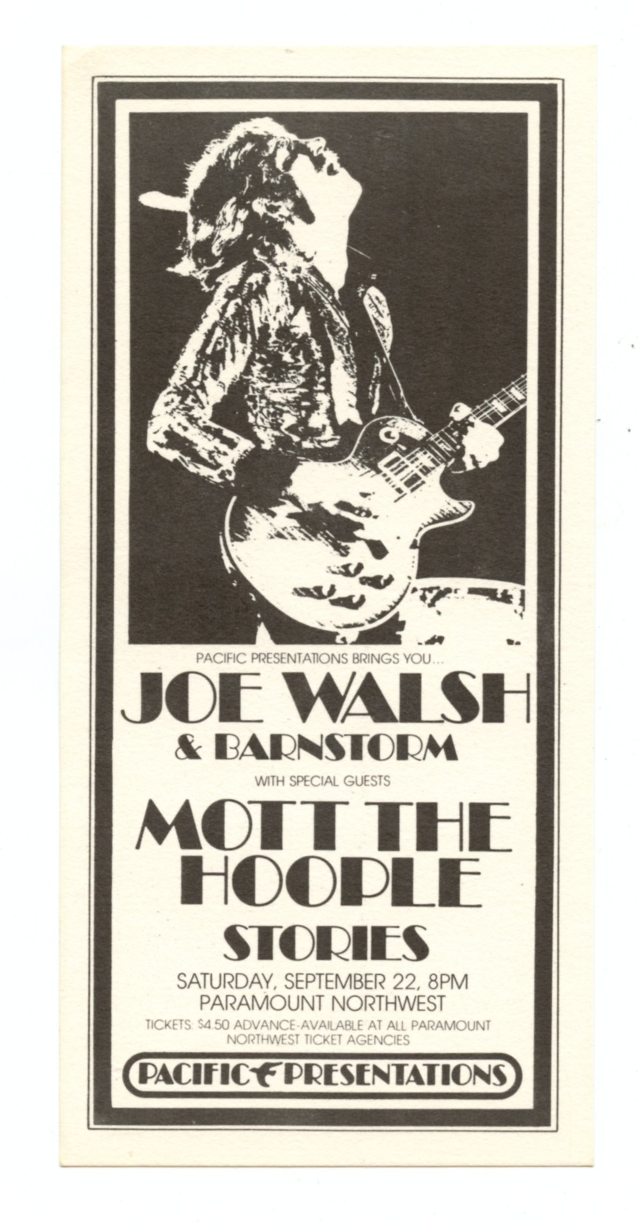 Joe Walsh Handbill 1973 Sep 22 Paramount Northwest Portland