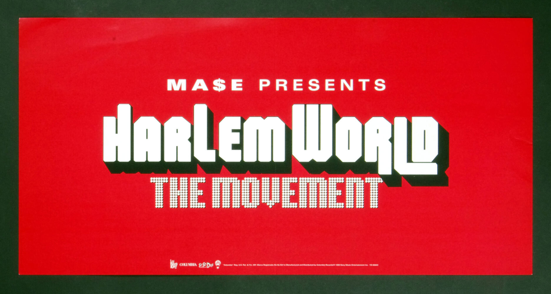 Mase Presents Harlem World Poster Flat 1999  The Movement Album Promo 12 x 12