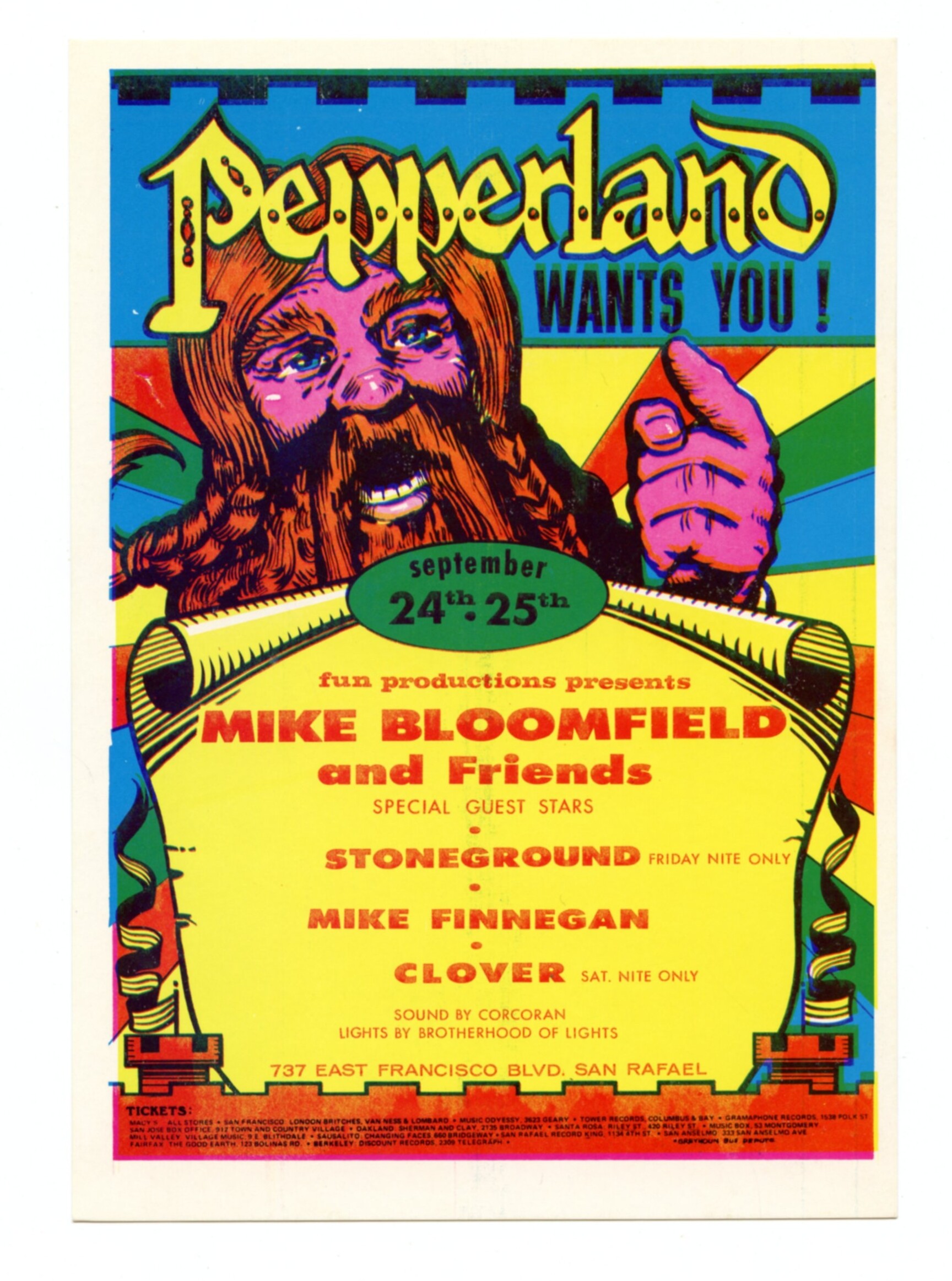 Pepperland Handbill 1971 Sep 24 Mike Bloomfield Stoneground