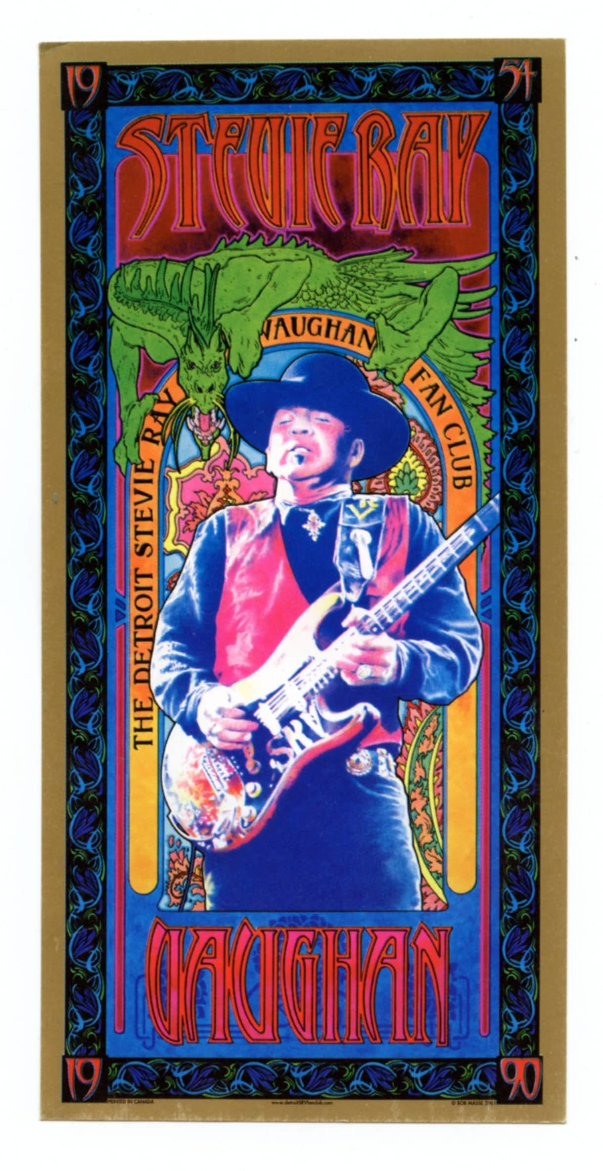 Stevie Ray Vaughan Handbill 1990s Commemorative Bob Masse