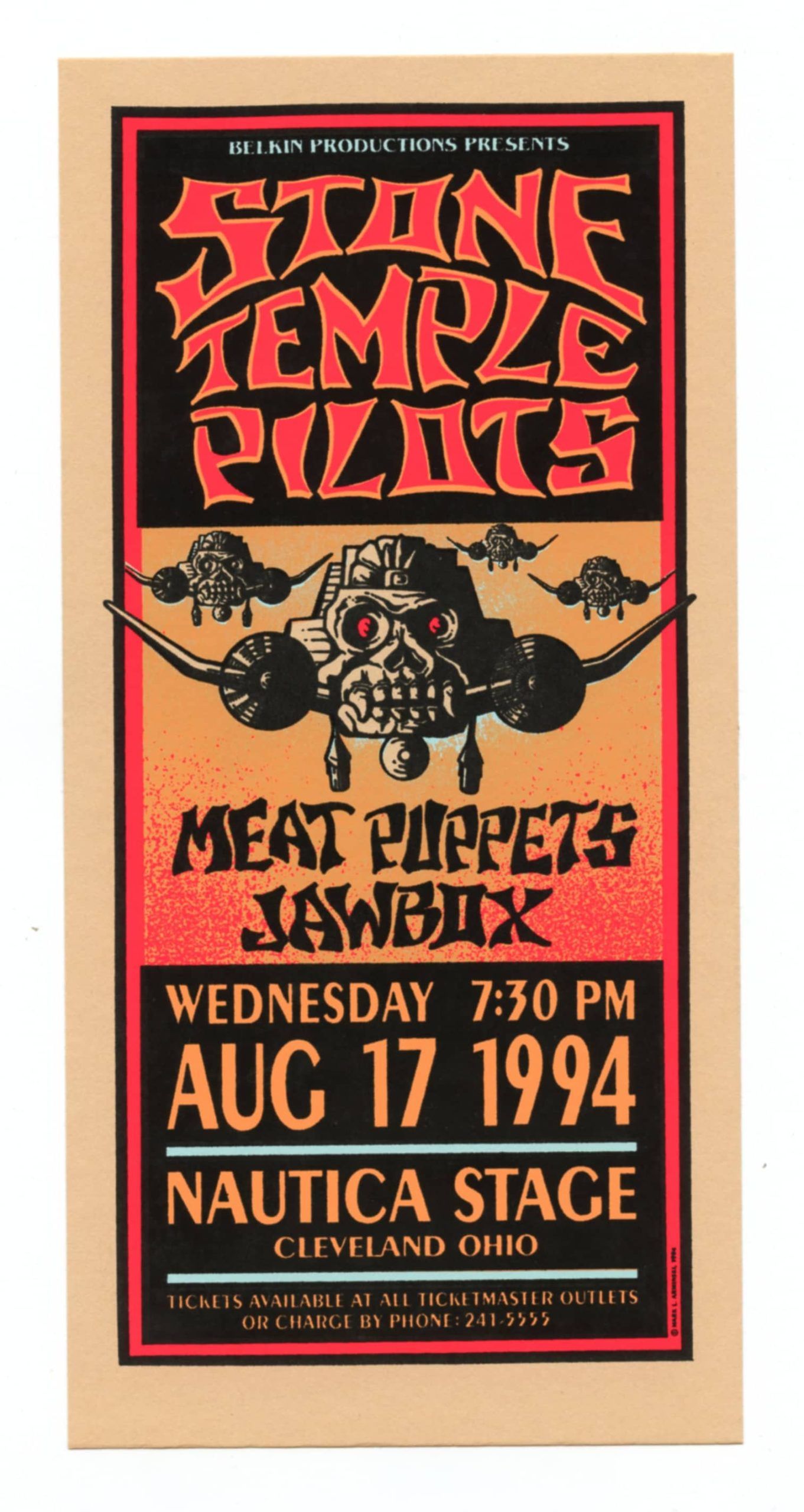 Stone Temple Pilots Handbill 1994 Aug 17 Nautica Stage Cleveland