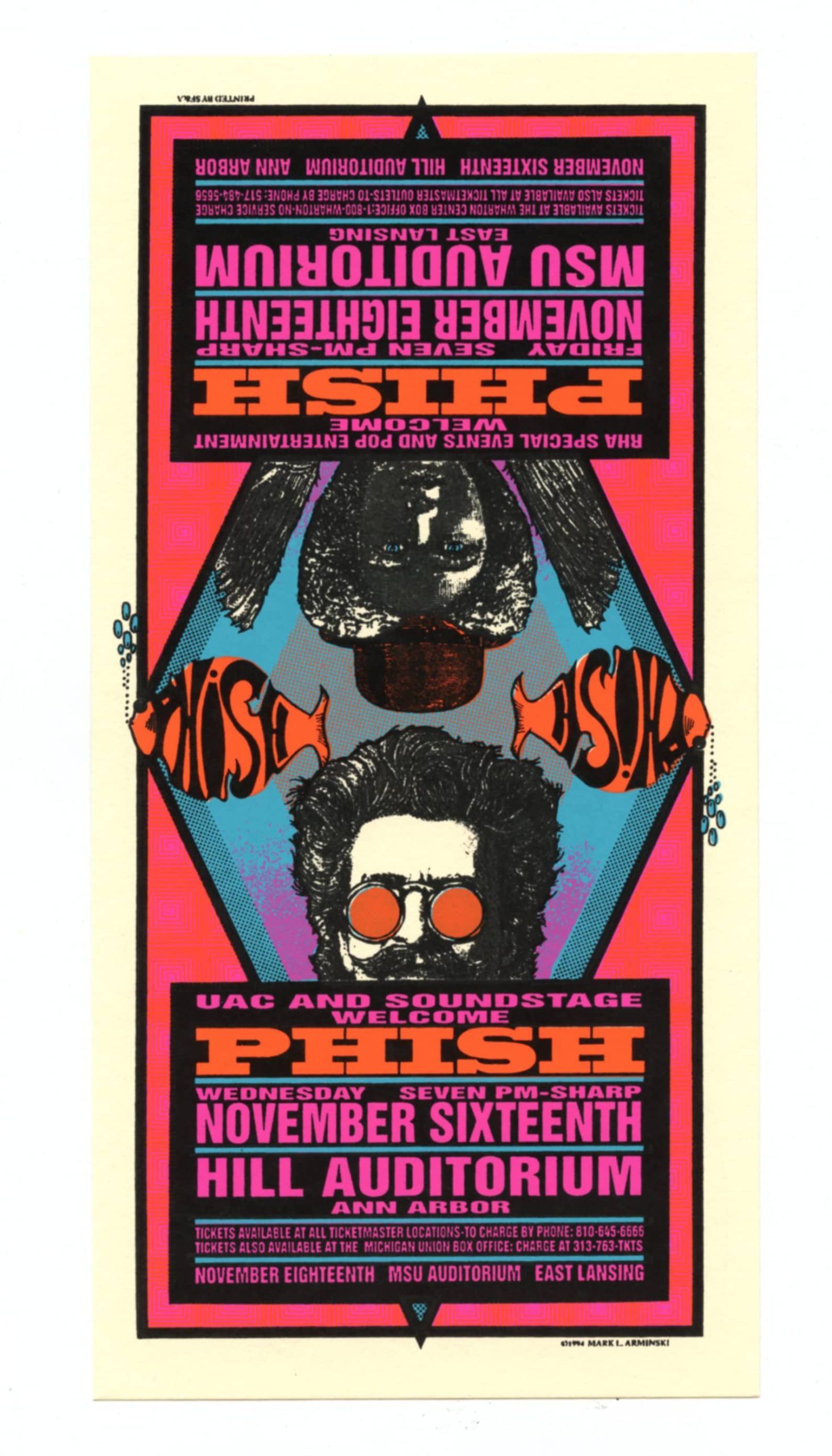 Phish Handbill 1994 Nov 16 Hill Auditorium