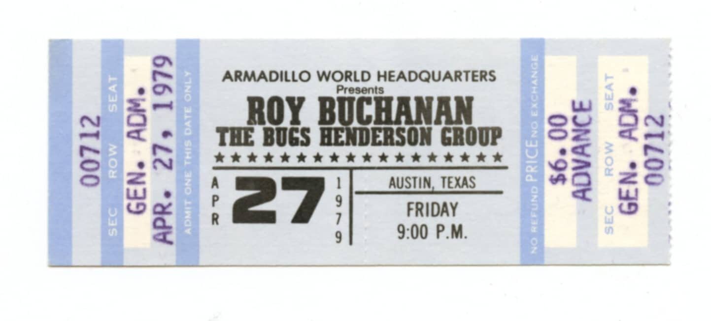 Roy Buchanan Ticket Vintage 1979 Apr 27 Austin Tx