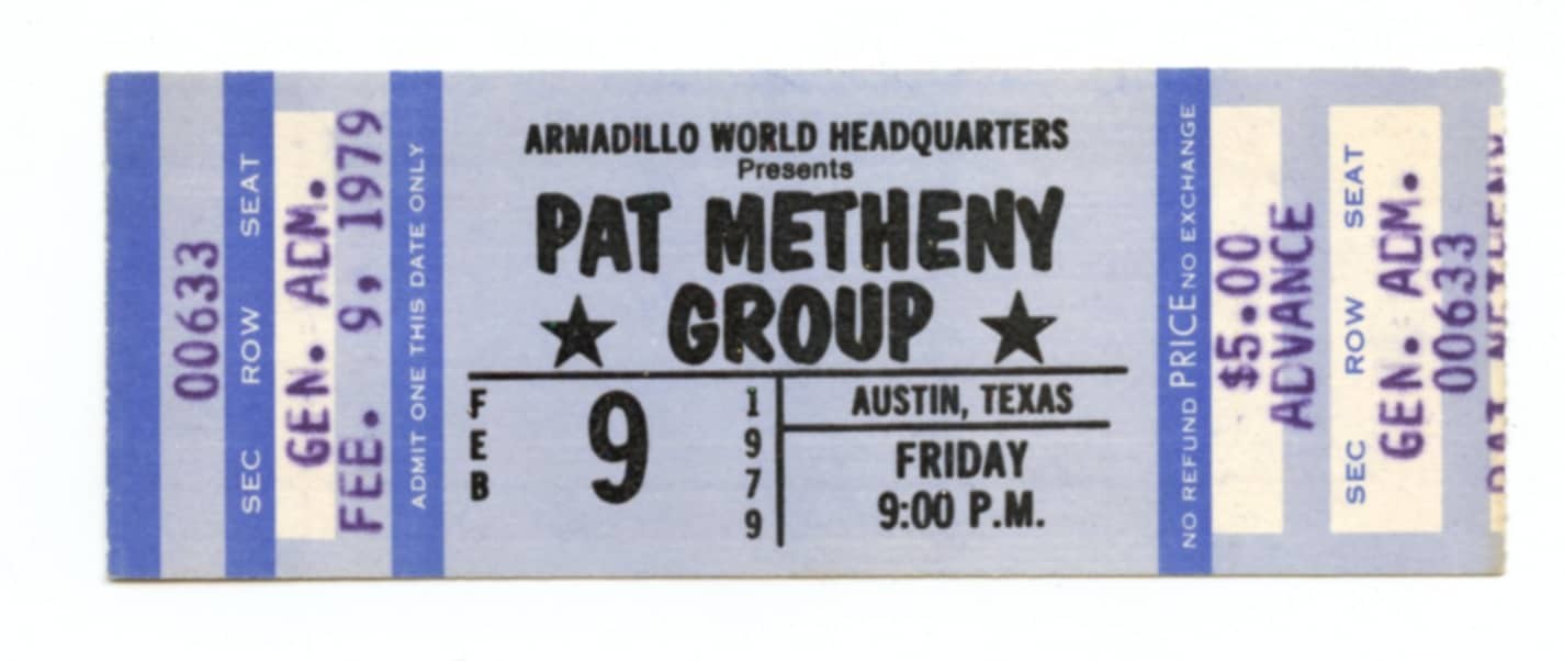 Pat Metheny Ticket Vintage 1979 Feb 9 Austin Tx