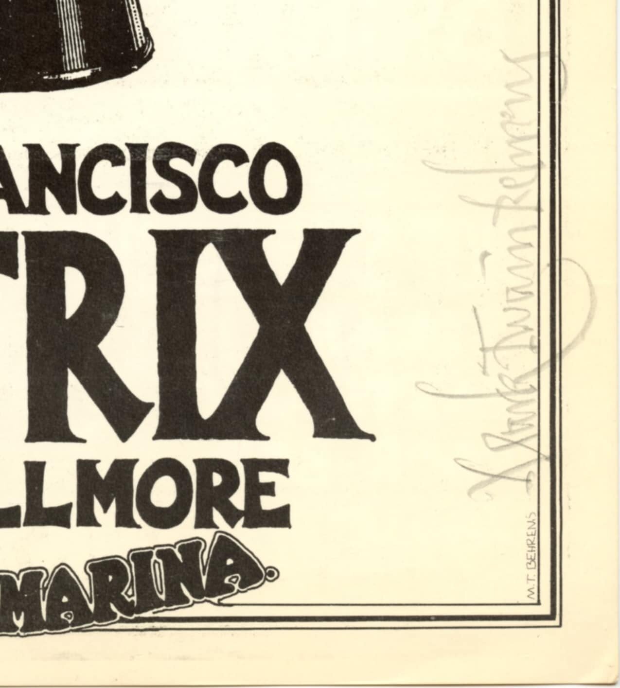 Matrix San Francisco Club Manu 1970 Mark T. Behrens Designed Signed