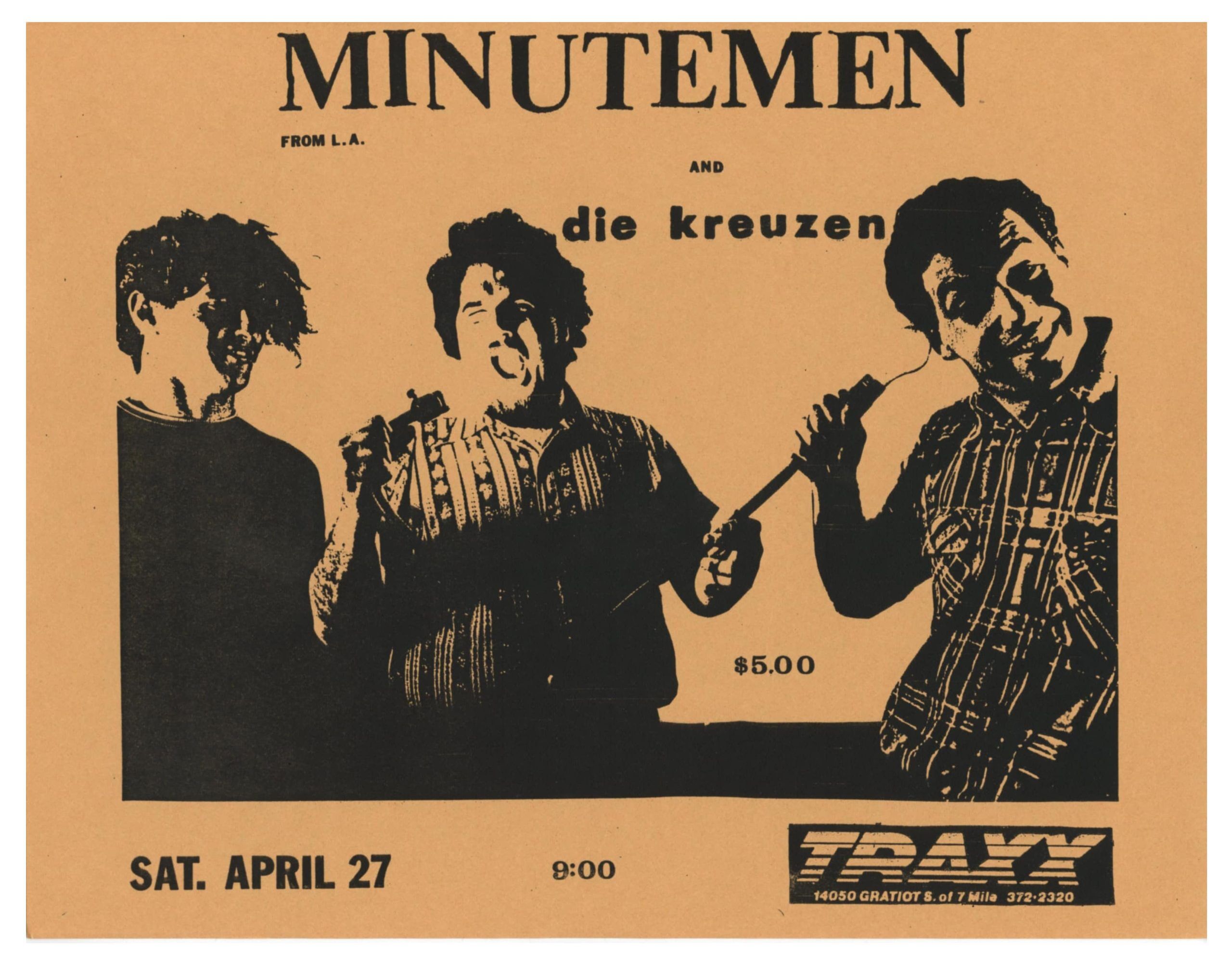 Minutemen Handbill 1985 Apr 27 Traxx Detroit 