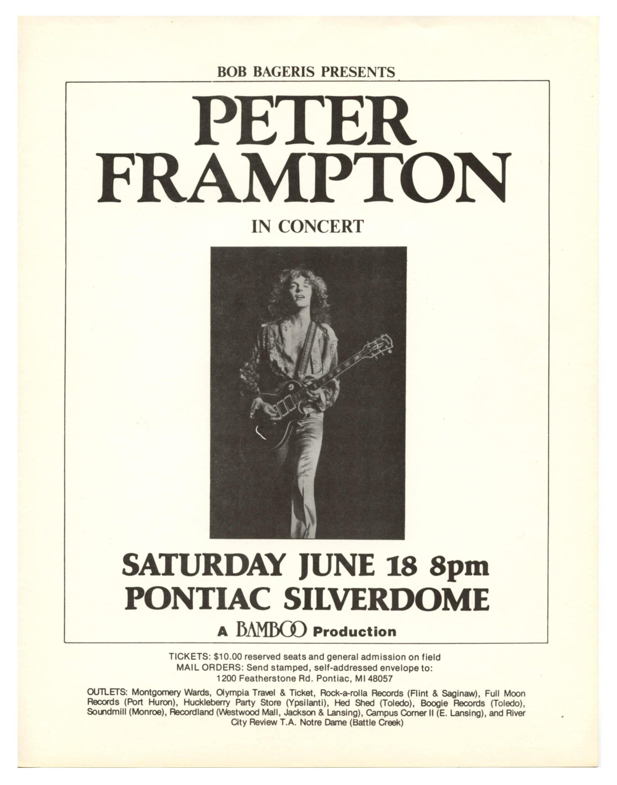 Peter Frampton Handbill 1977 Jun 18 Pontiac Silverdome