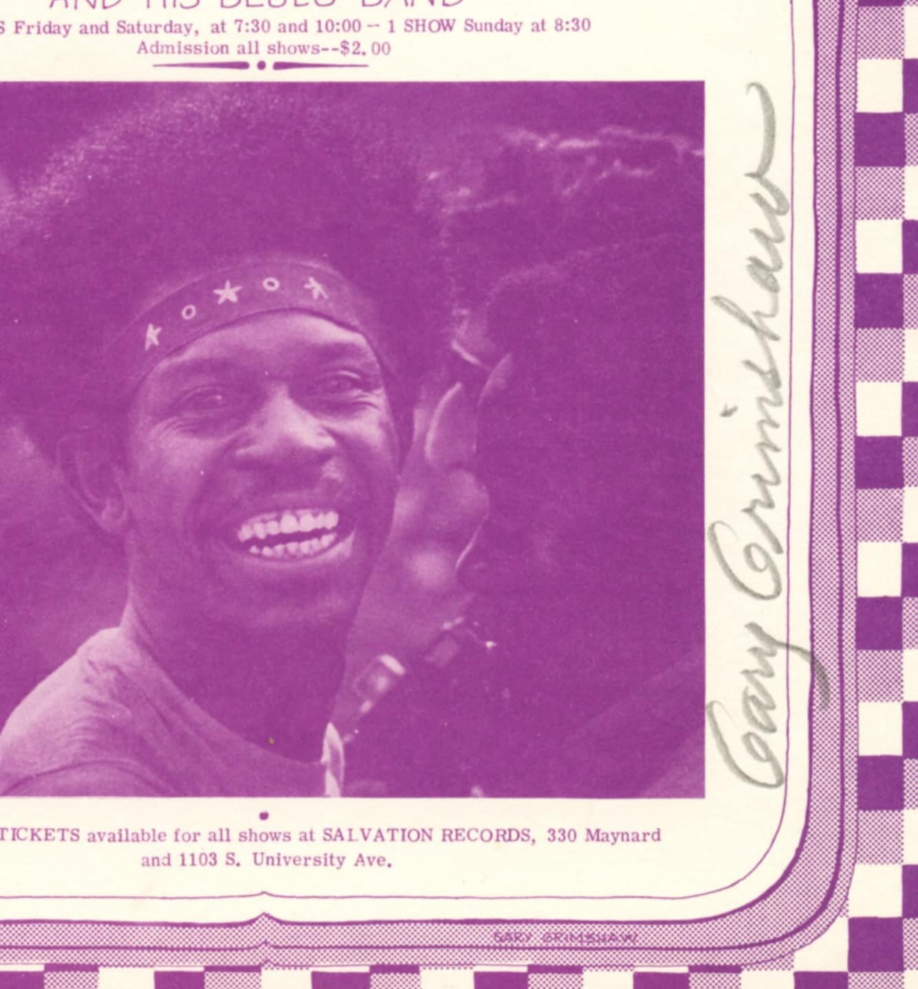 Luther Allison Handbill 1971 Sep 10 The Alley Ann Arbor Gary Grimshaw singed 