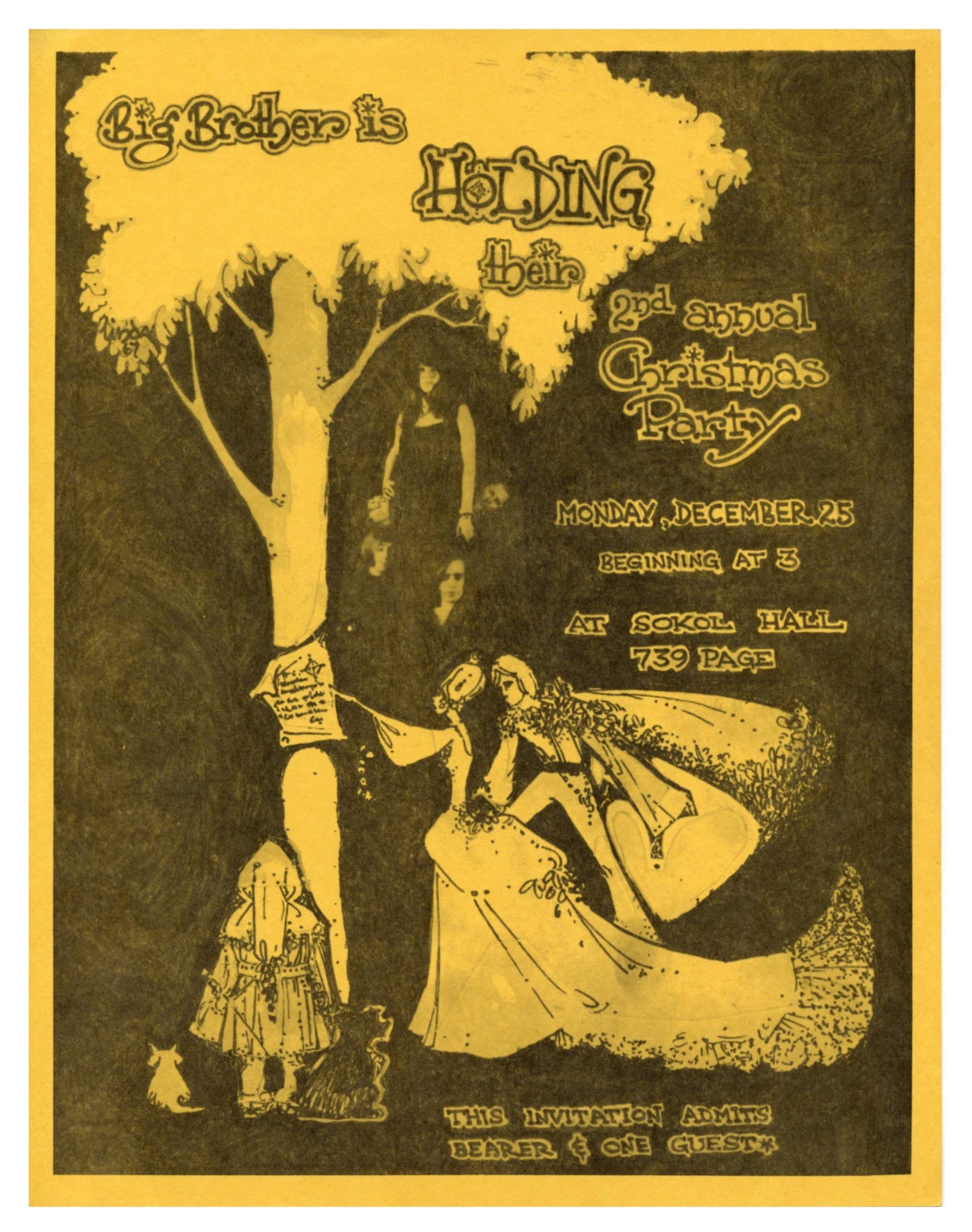 Janis Joplin Big Brother and The Holding Company Christmas Party Handbill 1967