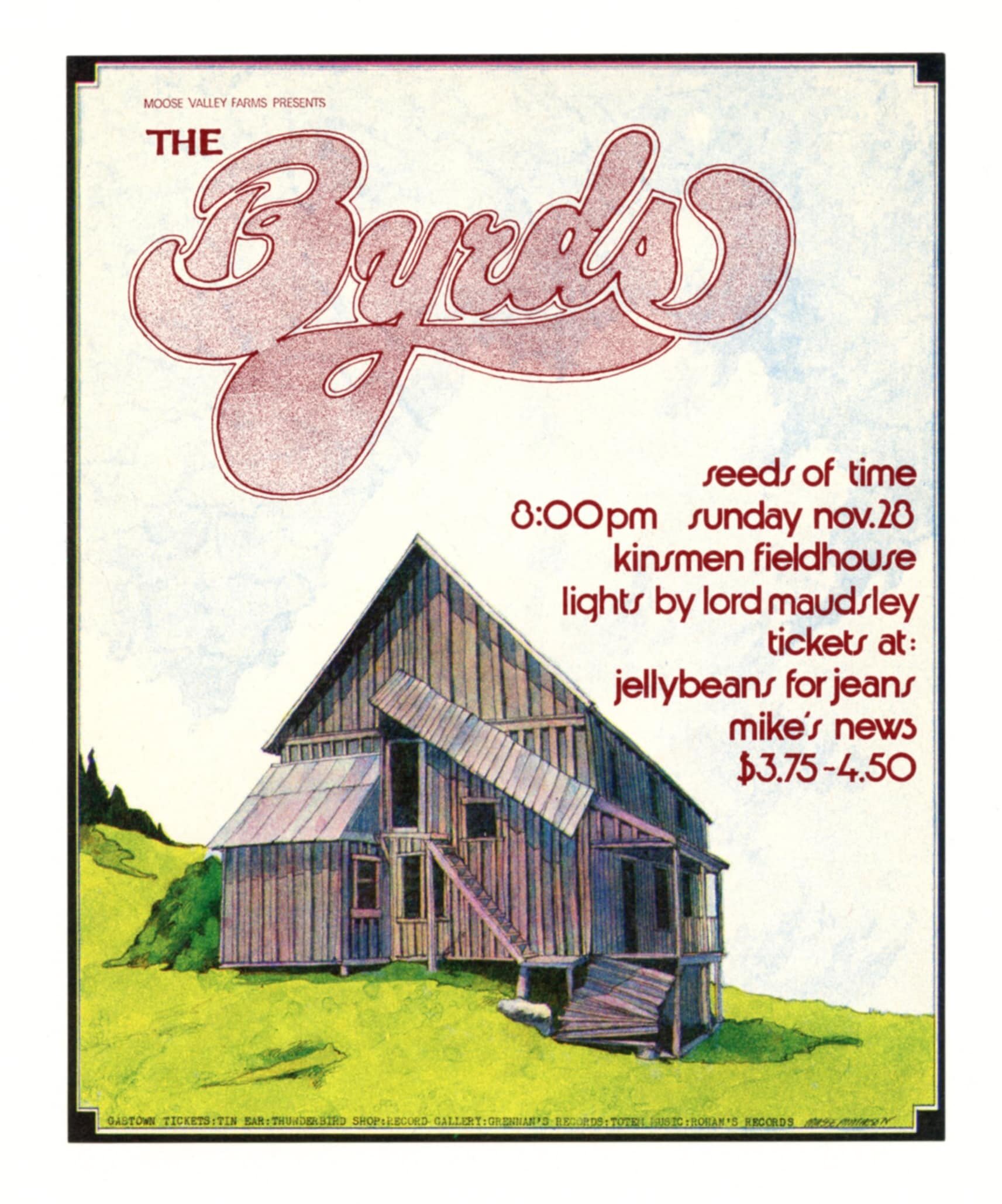 The Byrds Handbill 1976 Nov 28 Kinsmen Field House