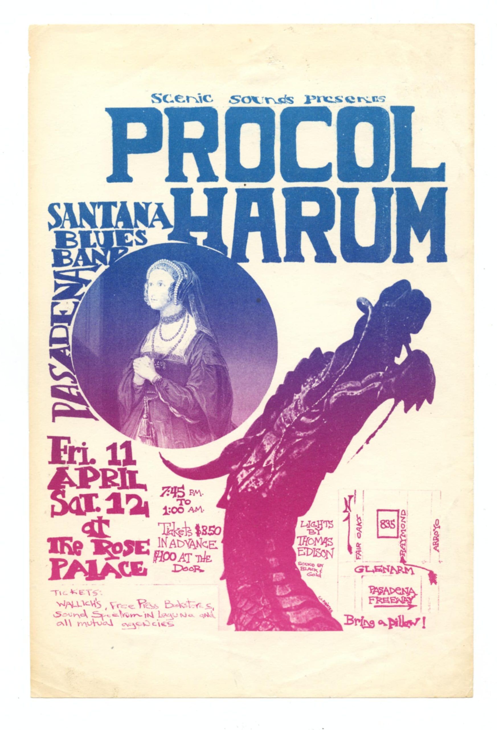 Procol Harum Handbill 1969 Apr 12 The Rose Palace Pasadena