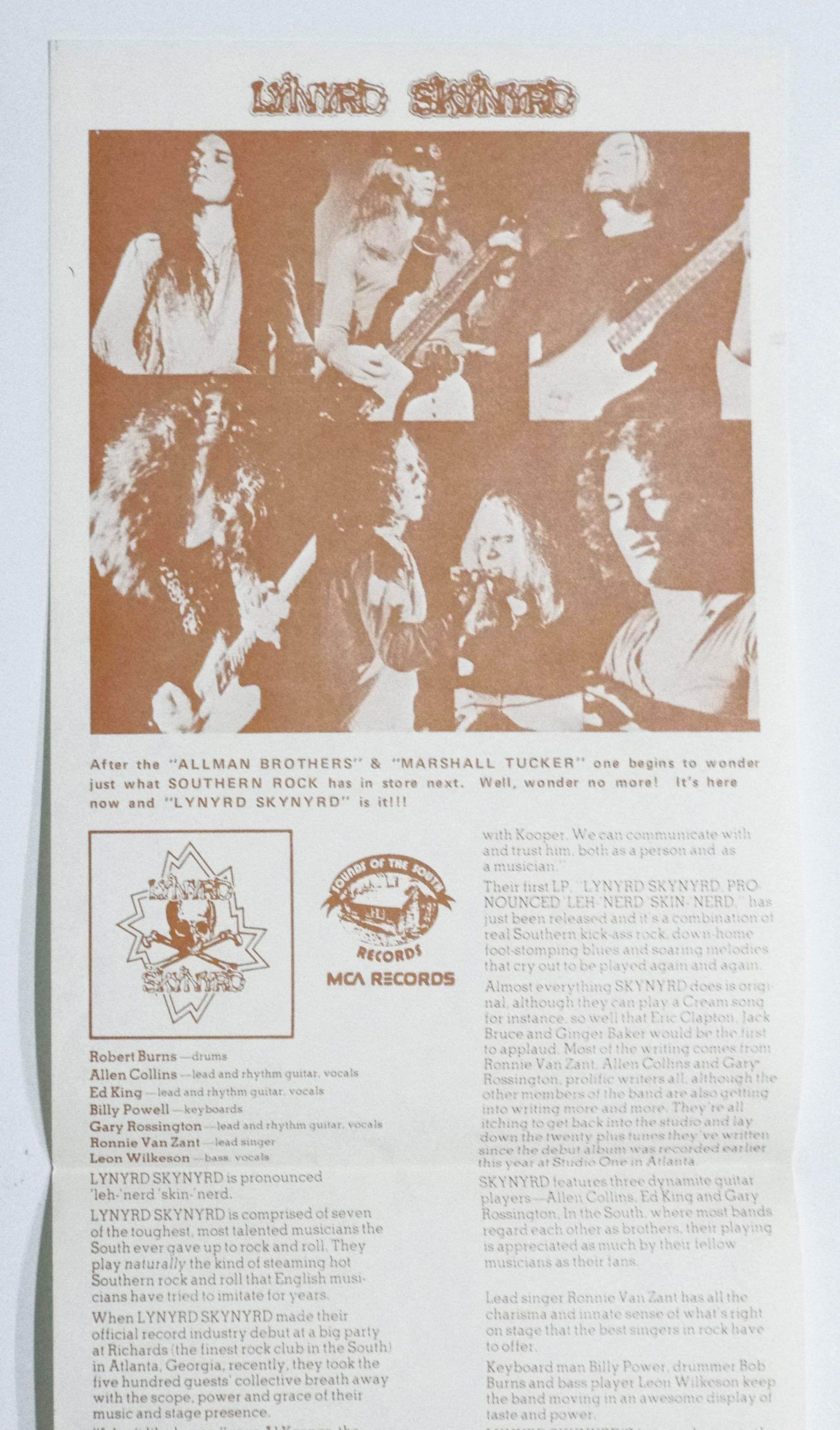 Lynyrd Skynyrd Handbill 1974 Feb 8 Contra Costa County Fair Antioch Fairgrounds