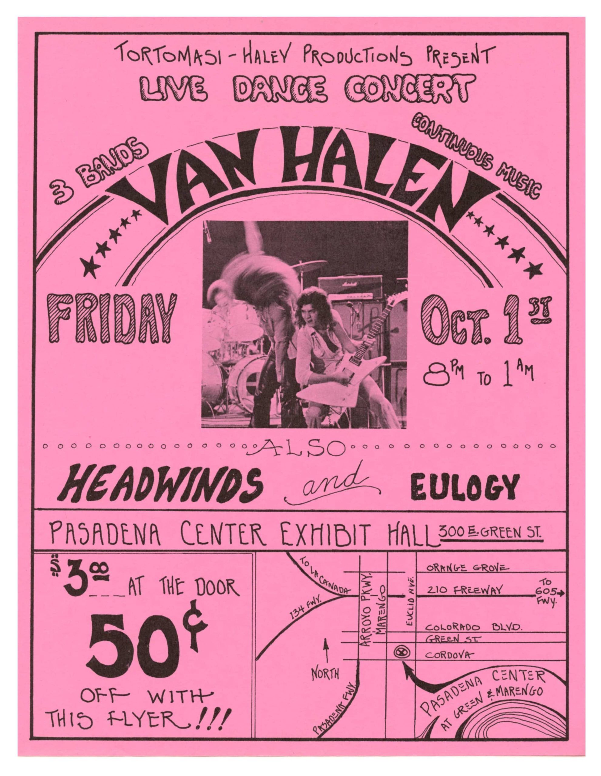 Van Halen Handbill 1976 Oct 1 Pasadena Center Exhibit Hall 