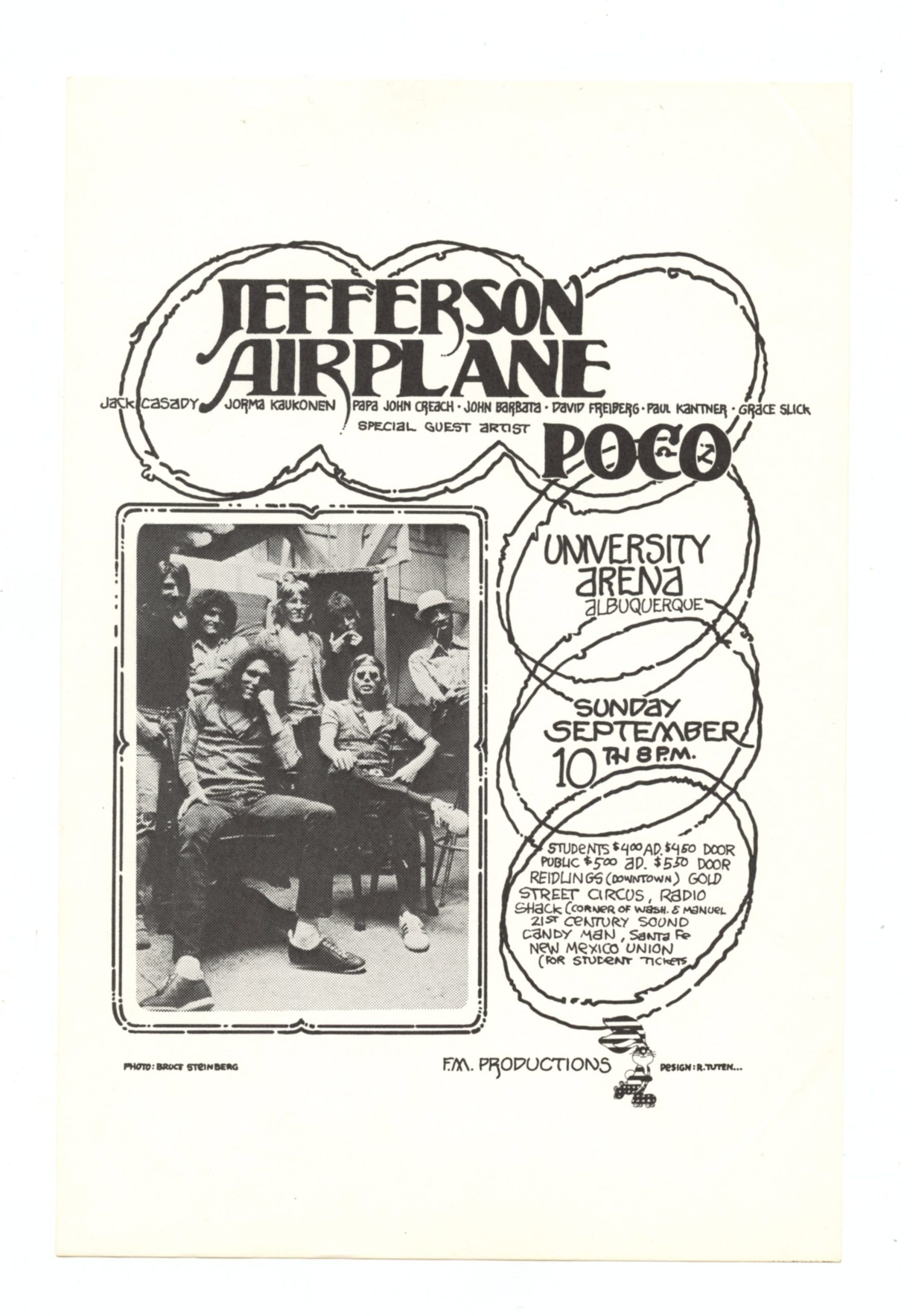 Jefferson Airplane Poco Handbill 1973 Sep 10 University Arena Albuquerque