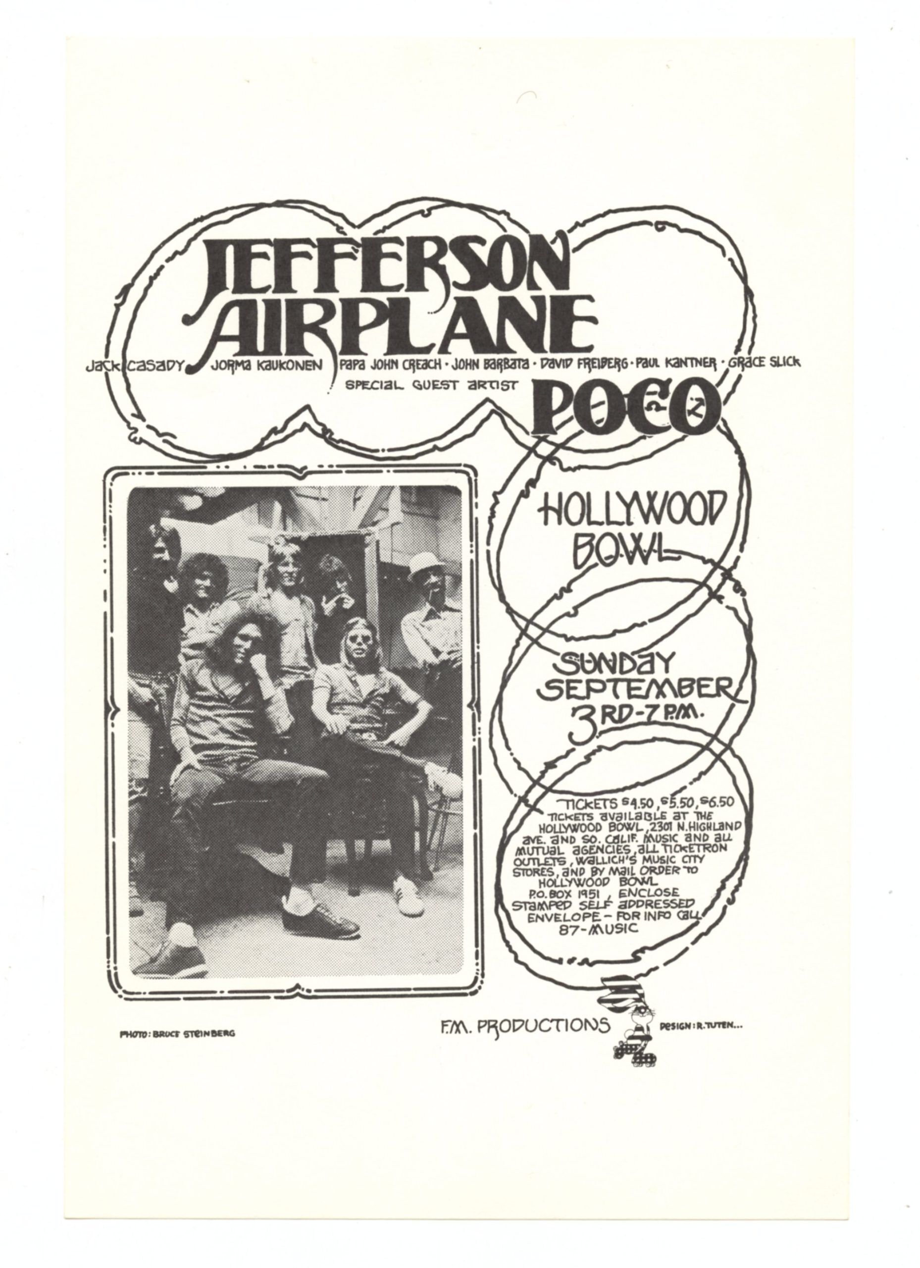 Jefferson Airplane Poco Handbill 1973 Sep 3 Hollywood Bowl