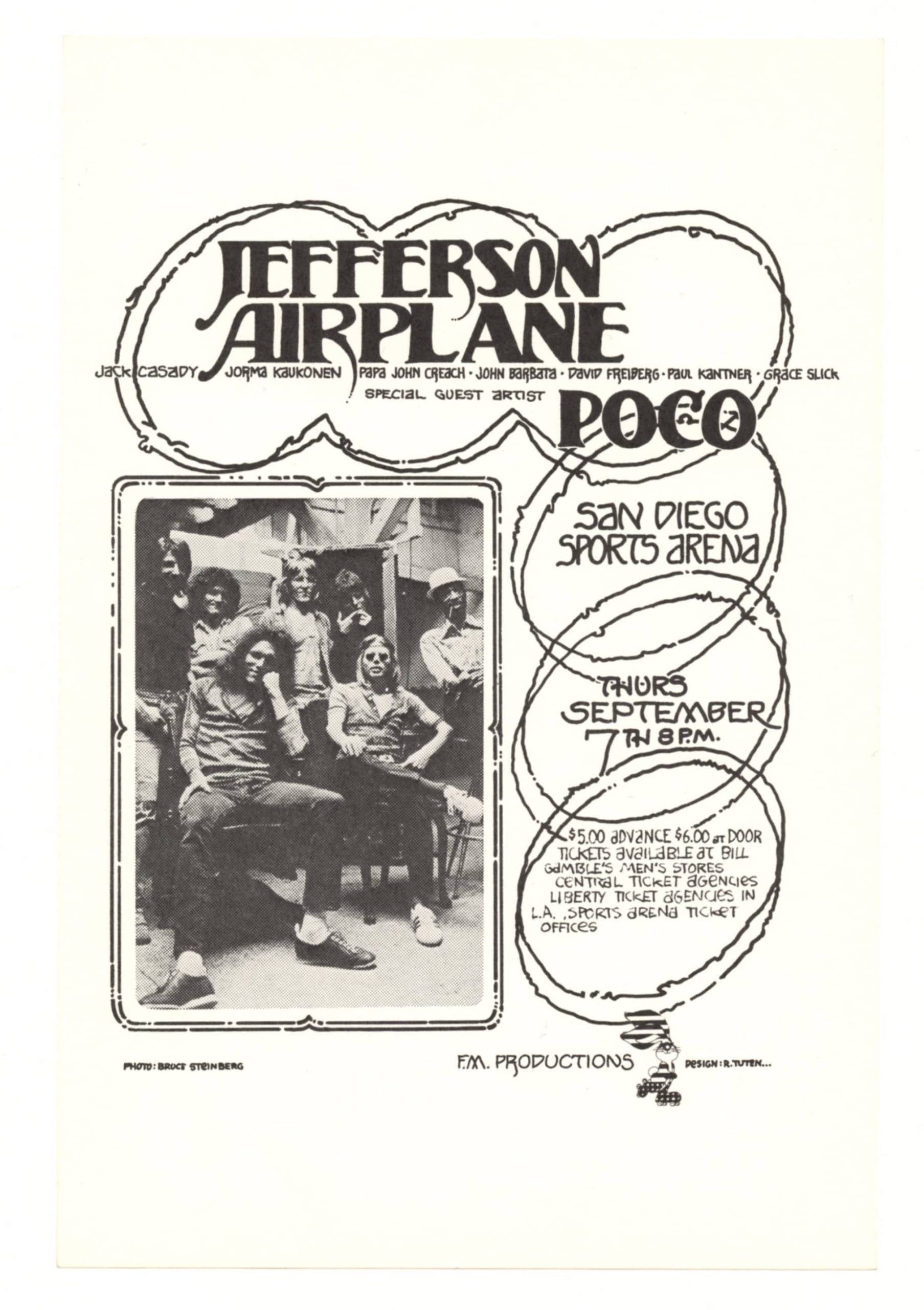 Jefferson Airplane Poco Handbill 1973 Sep 7 San Diego Sports Arena