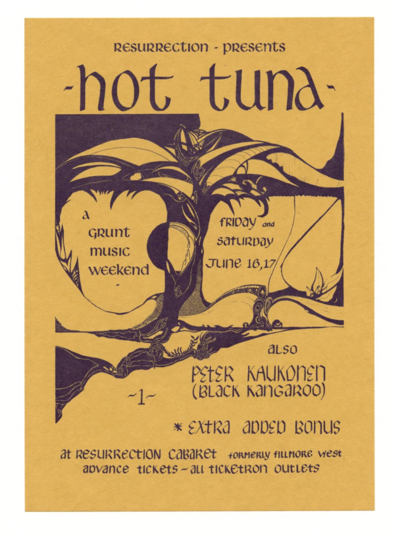 Hot Tuna Handbill 1972 Jun 16 Resurrection Cabaret San Francisco