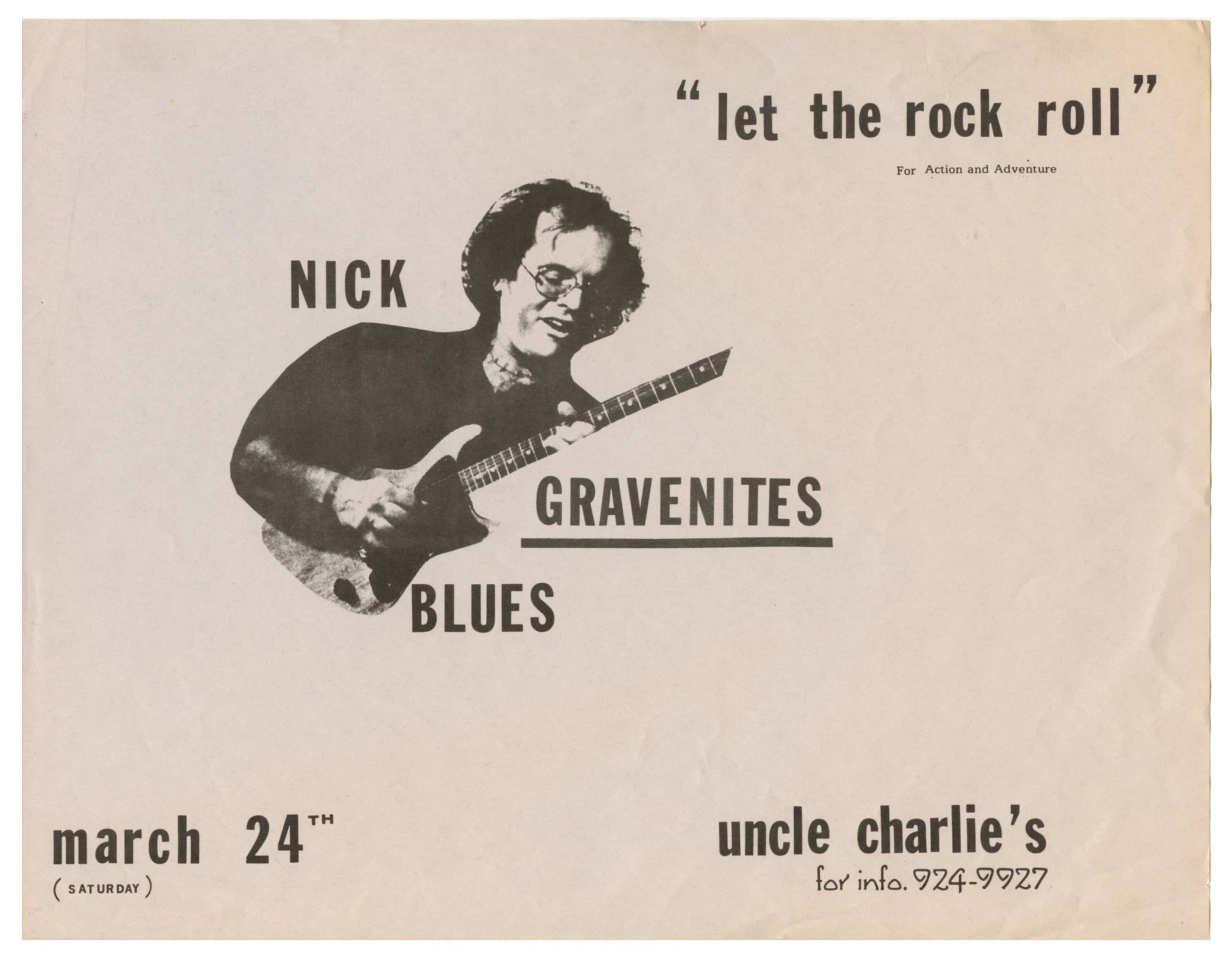 Nick Gravenites Handbill 1984 Mar 24 Uncle Charlie's Corte Madera