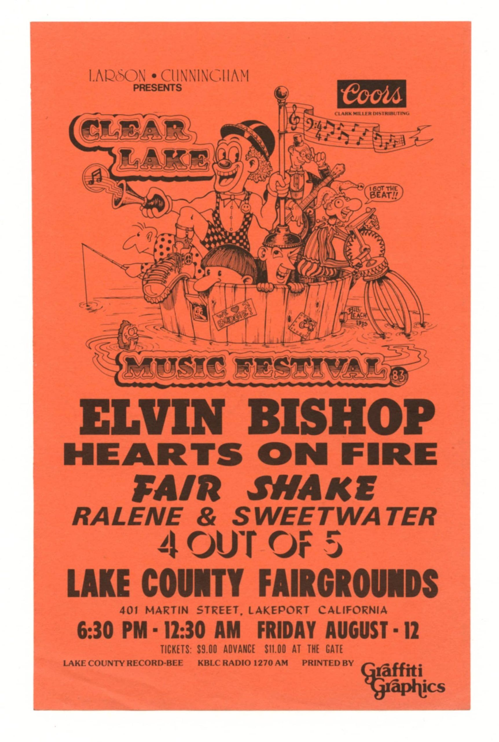 Elvin Bishop Handbill 1983 Aug 12 Clear Lake Music Festival