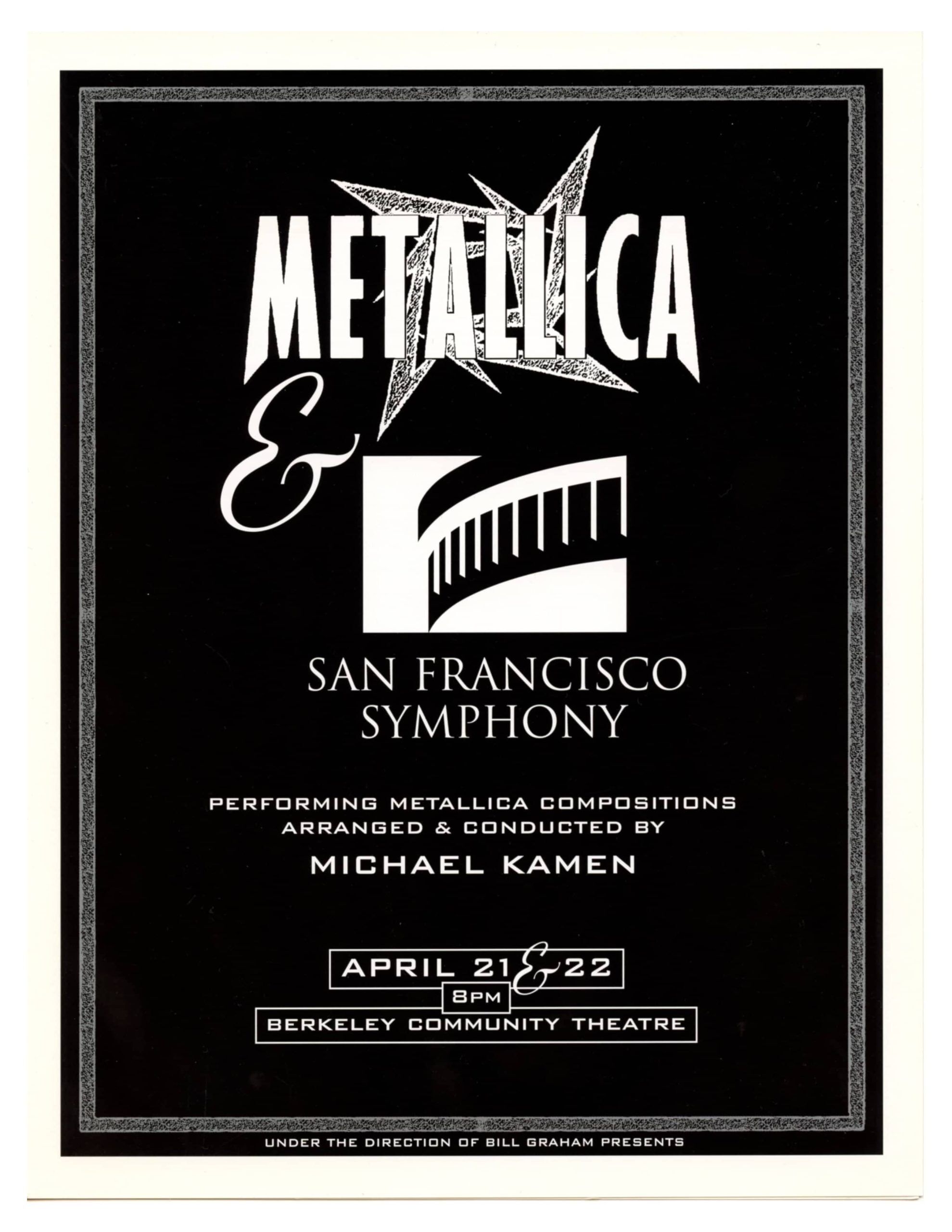 Metallica San Francisco Symphony Michael Kamen 1999 S&M Concert Program Berkeley