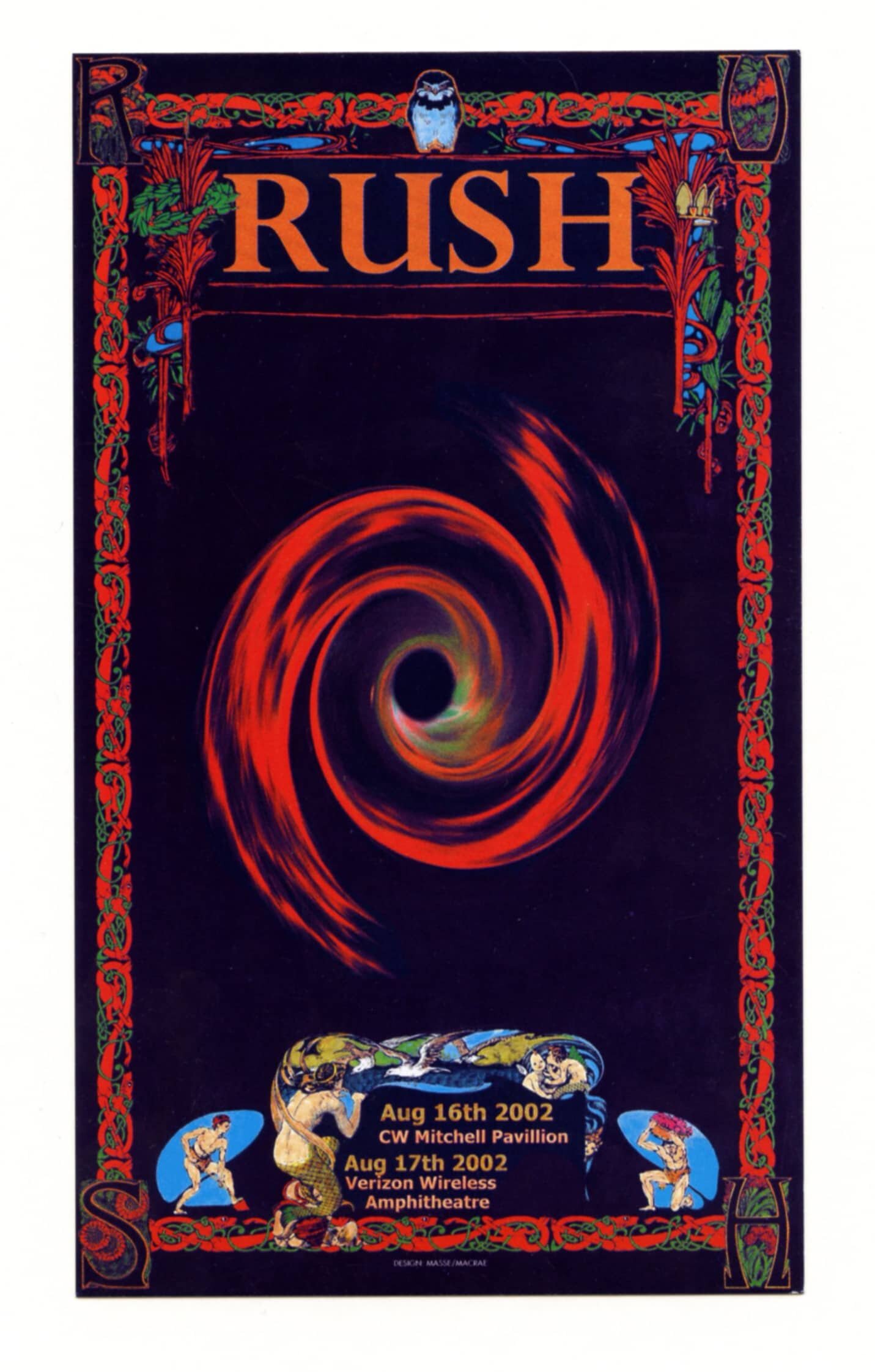 Rush Handbill 2002 Aug 16 CW Mitchell Pavilion TX Bob Masse