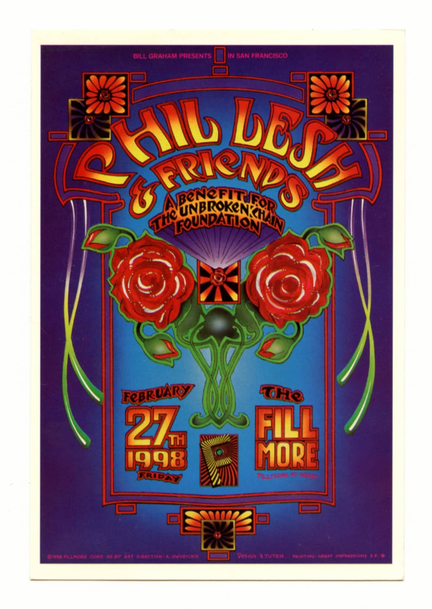 Phil Lesh & Friends Postcard 1998 Feb 27 Fillmore San Francisco