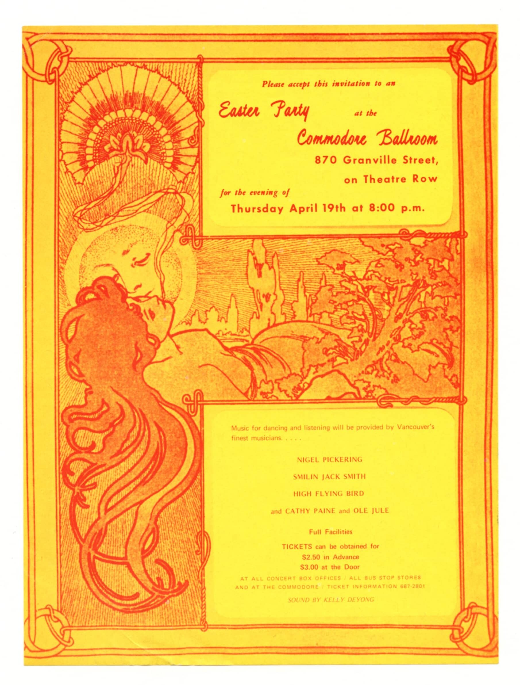 Nigel Pickering Handbill 1973 Easter Party Commodore Ballroom Vancouver