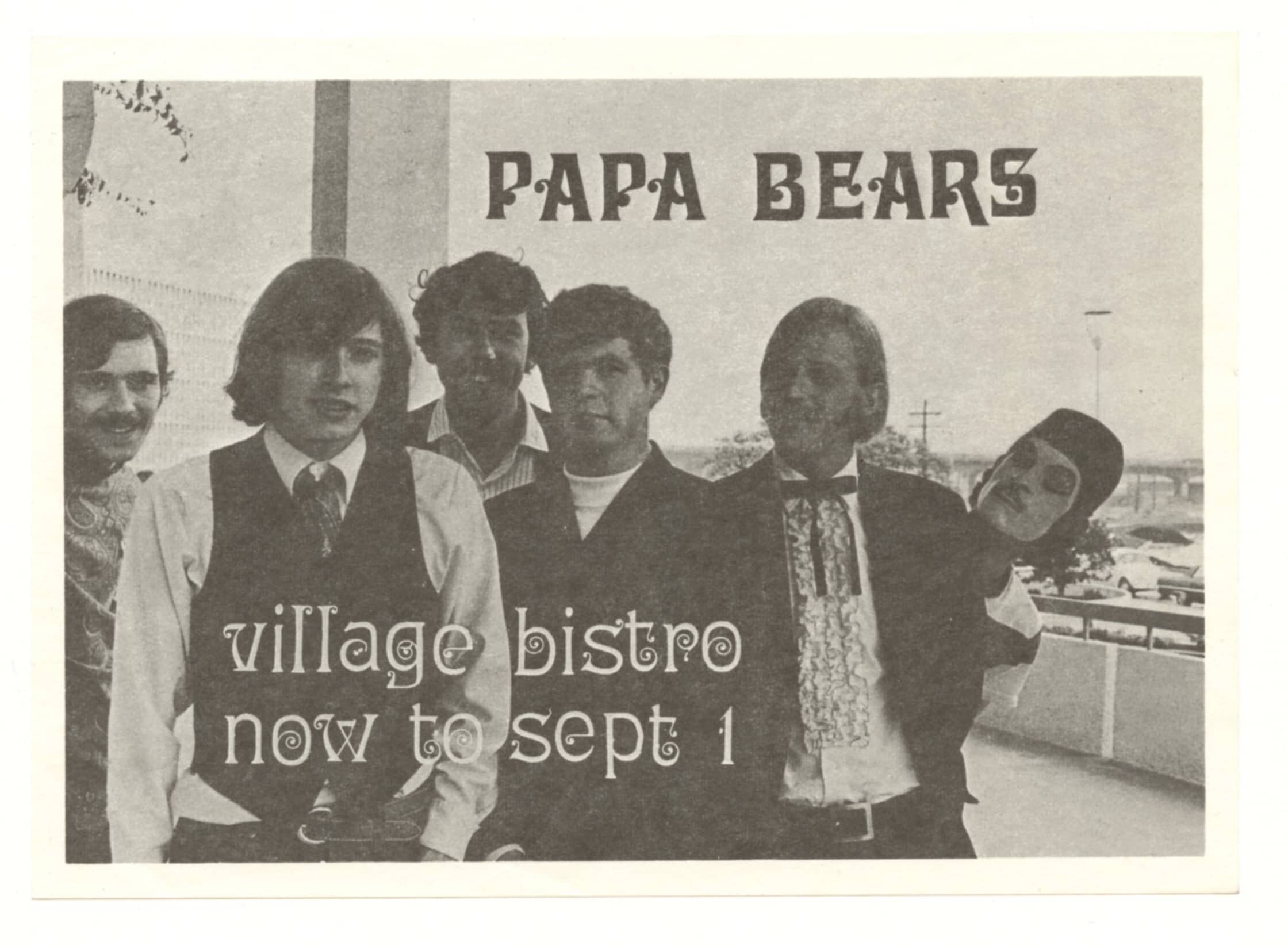 Papa Bear's Medicine Show Handbill Village Bistro Seattle 1968