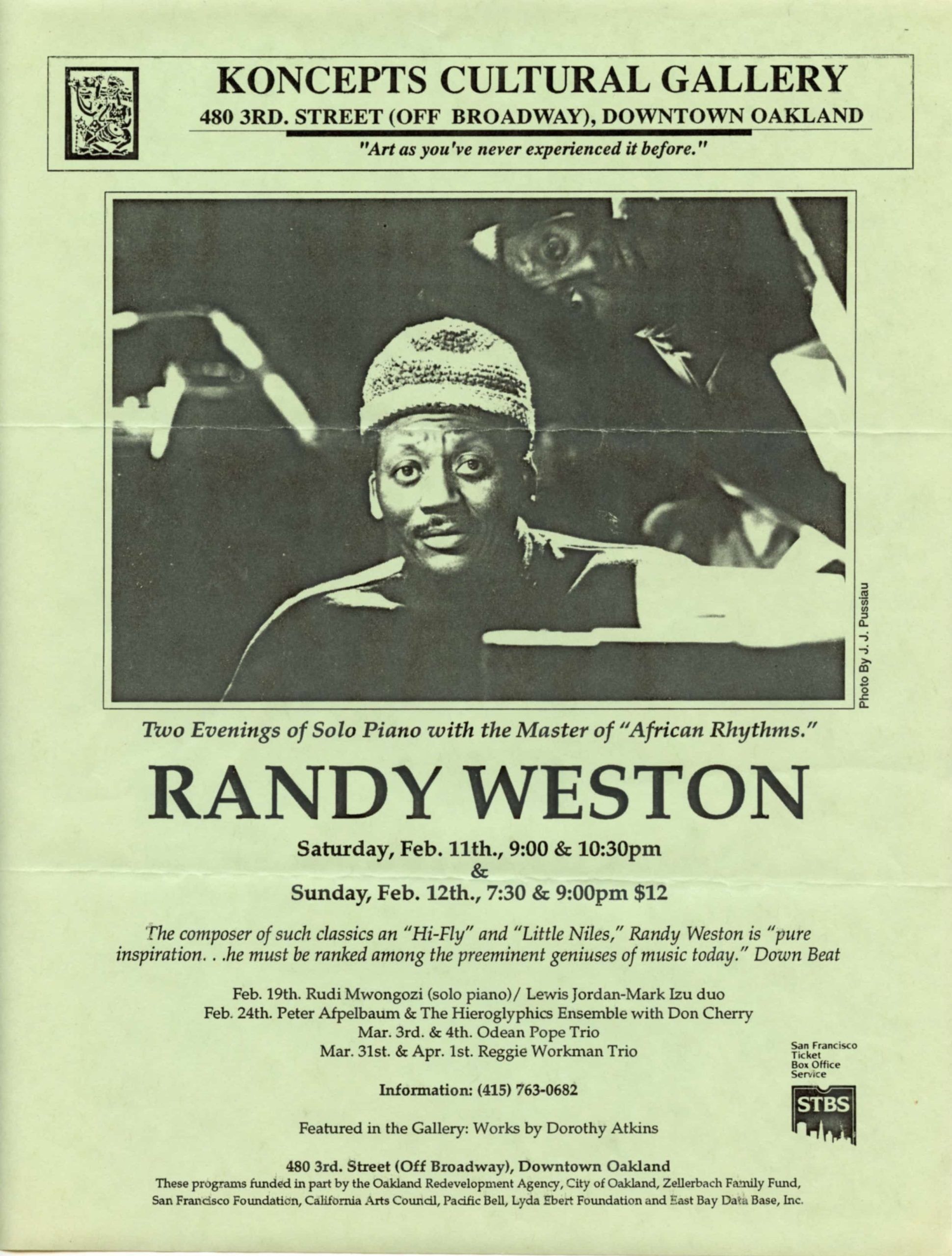 Randy Weston Handbill 1978 Feb Koncepts Cultural Gallery Oakland