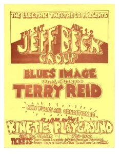 Kinetic Playground Handbill 1969 Aug 1 Jeff Beck Group Mark T. Behrens signed