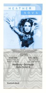 Heather Nova Ticket Vintage 1998 April 20 Hamburg Germany 