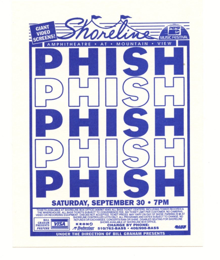 PHISH Handbill 1995 Sep 30 Shoreline Amphitheatre