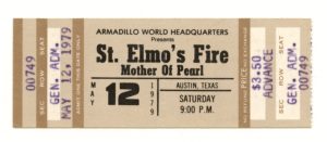 St. Elmo's Fire Band Mother of Pearl Ticket Vintage 1979 May 12 Austin Tx