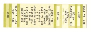 The Rollins Band Ticket Vintage w/ The Dwarves 1990 Oct 6 The Axiom Houston