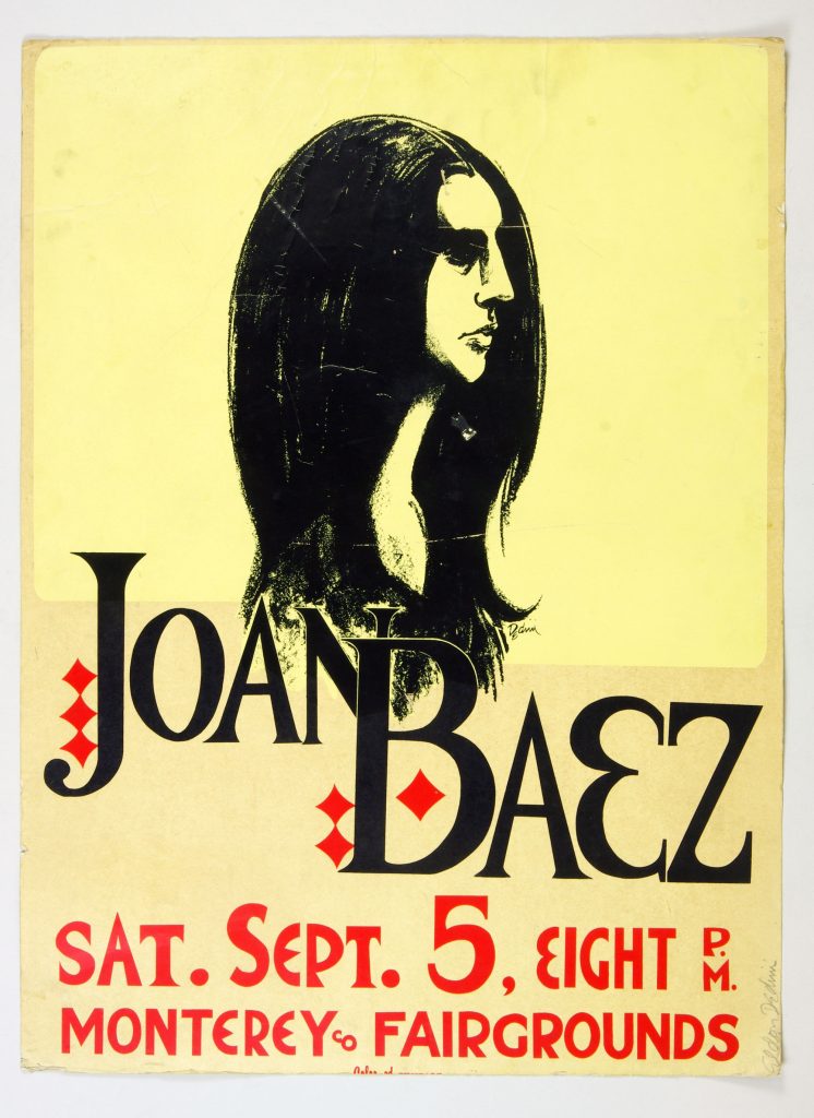 Joan Baez Bob Dylan 1965 September 5 Monterey Poster Silkscreen Eldon Dedini signed