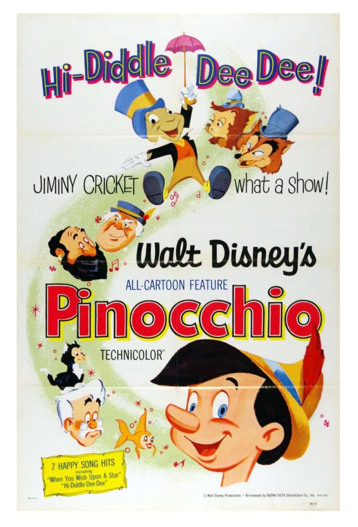 Pinocchio Original Vintage Movie Poster R1971 Walt Disney 26x39