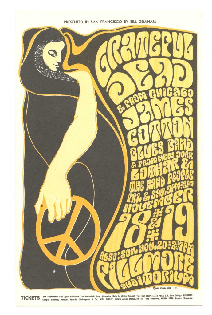 BG  38 Postcard Grateful Dead James Cotton Blues Band 1966 Nov 18