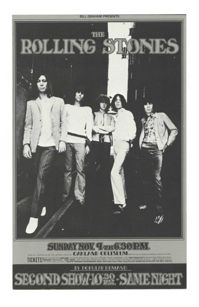 BG 201 Postcard The Rolling Stones 1969 Nov 9 Oakland Coliseum