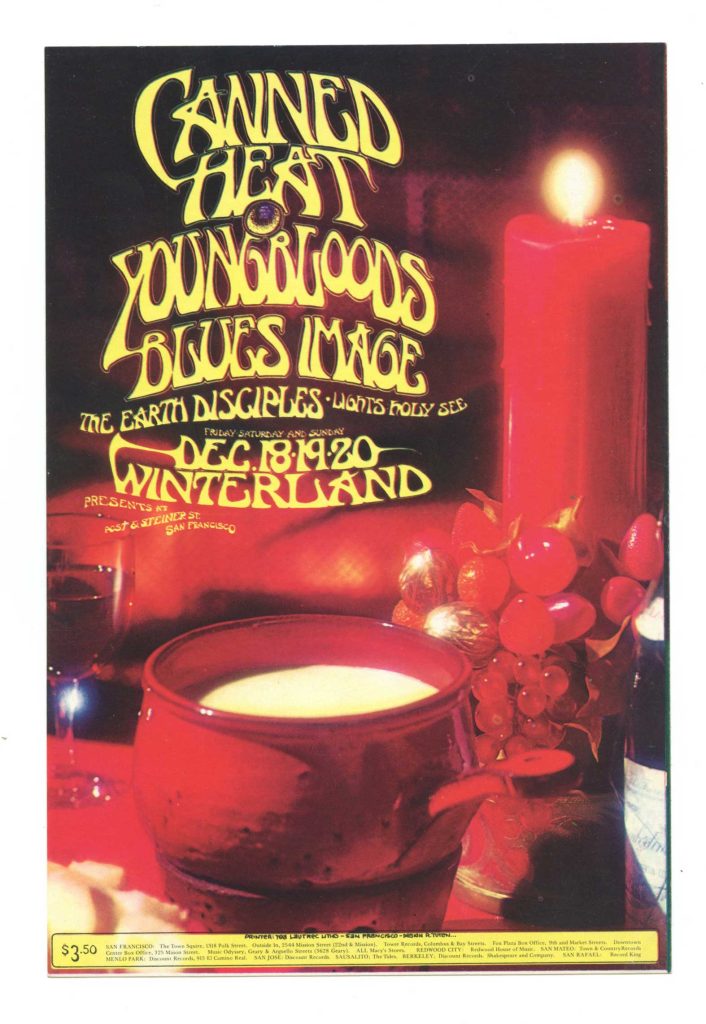 Canned Heat Handbill Youngbloods Blues Image Winterland 1970 Dec 18 Randy Tuten