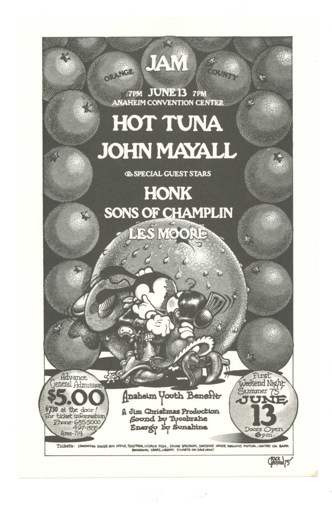 Hot Tuna John Mayall Handbill AOR 4.123 Anaheim Convention 1975 Jun 13 Rick Griffin 