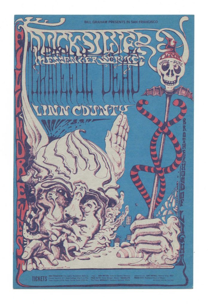 BG 144 Postcard Ad Back Grateful Dead 1968 Nov 7