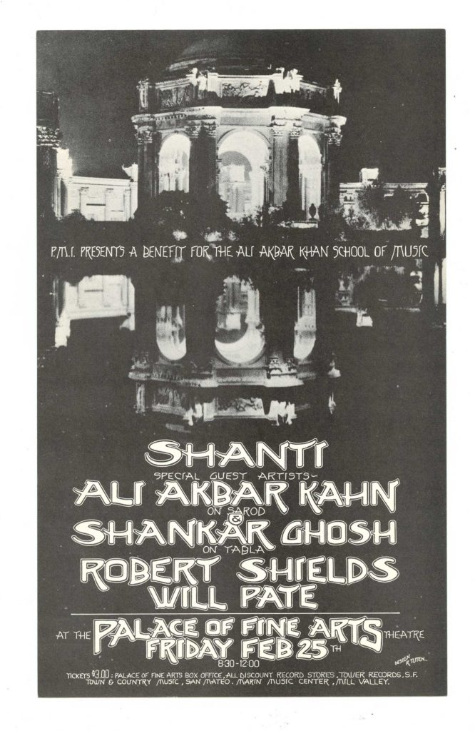 Ali Akbar Kahn Shankar Ghosh Handbill 1972 Feb 25 Palace of Fine Arts San Francisco
