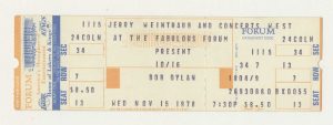 Bob Dylan Ticket Vintage  1978 Nov 15 Fabulous Forum 