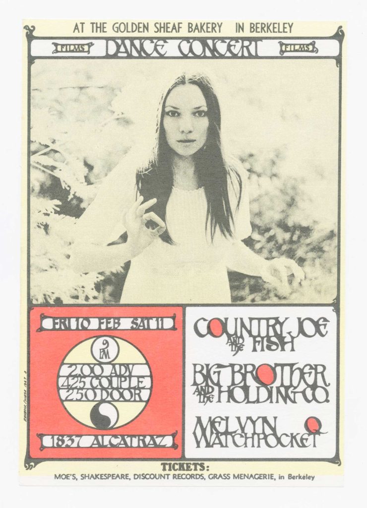 Big Brother and the Holding Company Handbill Golden Sheaf Bakery 1967 Loren Rehbock