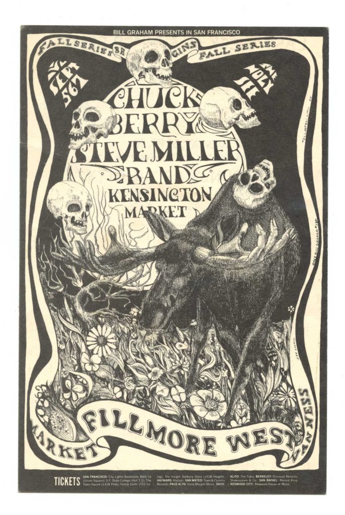 BG 135 Postcard Ad Back Chuck Berry Steve Miller Band 1968 Sep 5 