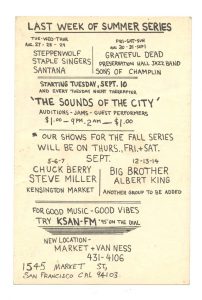 BG 135 Postcard Ad Back Chuck Berry Steve Miller Band 1968 Sep 5 