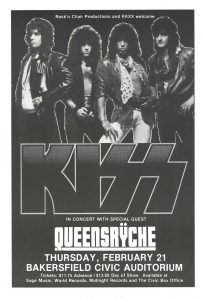 KISS Queensryche Handbill 1985 Feb 21 Bakersfield Civic Auditorium