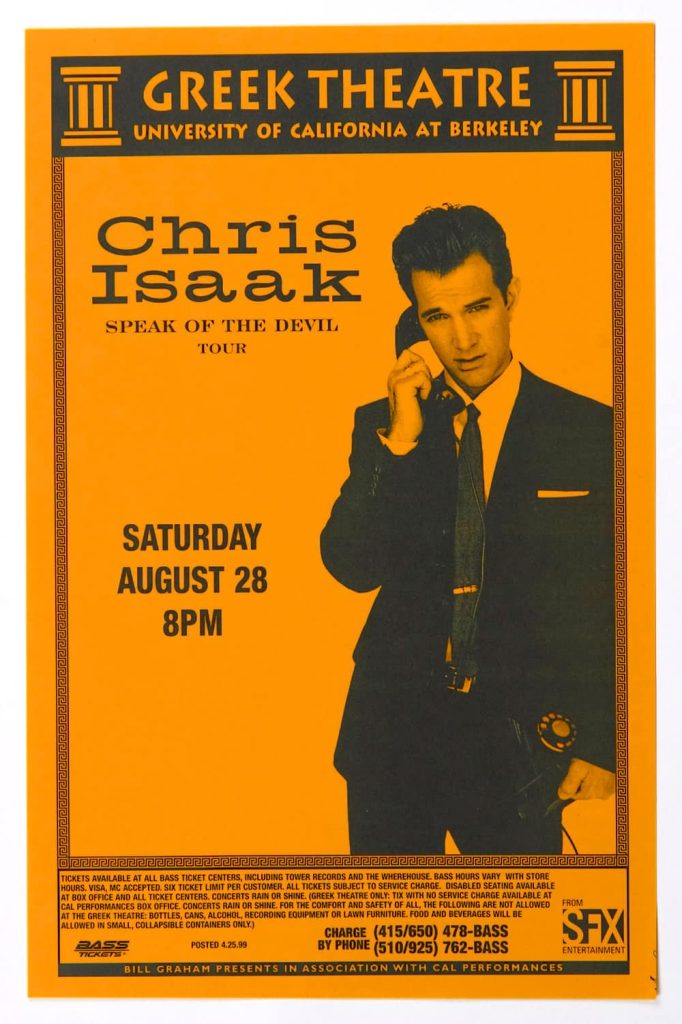 Chris Isaak Poster 1998 Aug 26 Greek Theatre Berkeley