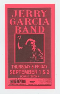 Jerry Garcia Band Handbill 1994 September1 the Warfield Theatre San Francisco ver. red