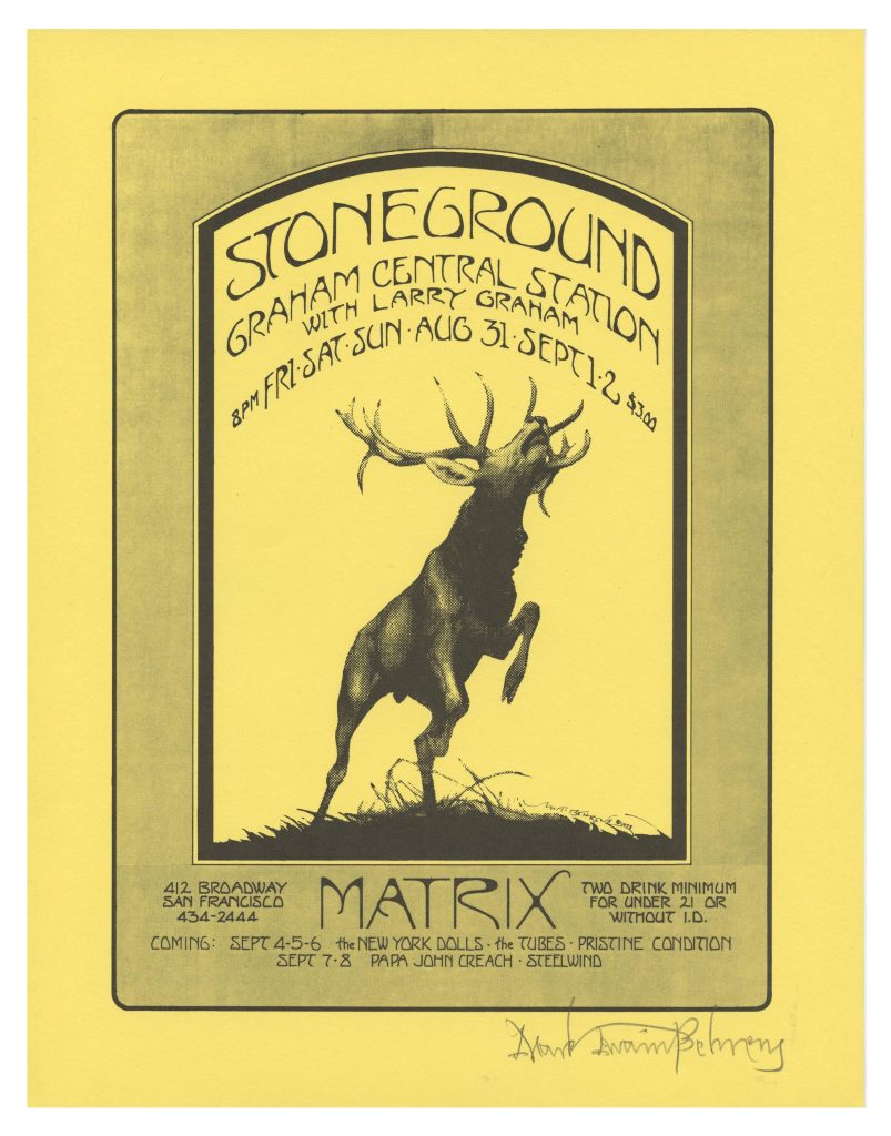 Matrix Handbill 1973 Stoneground Graham Central Station Mark T. Behrens signed